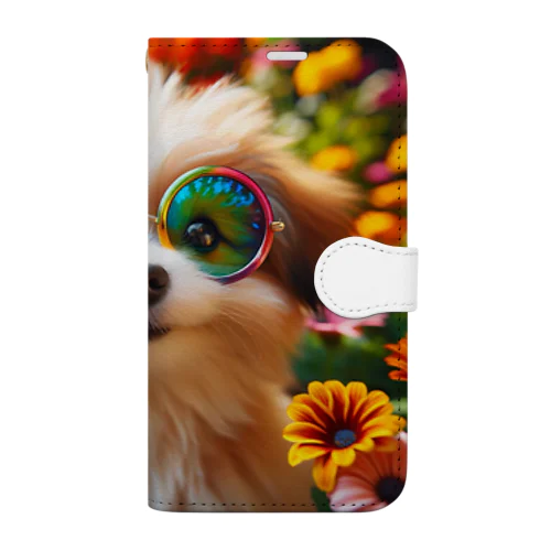 サングラスをかけた、かわいい犬 Marsa 106 Book-Style Smartphone Case