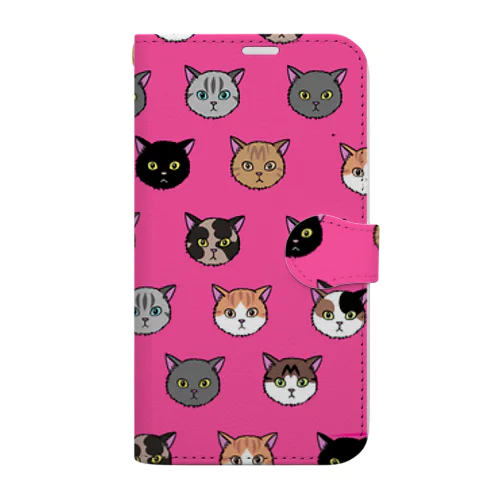 ねこちゃんず（ピンク） Book-Style Smartphone Case