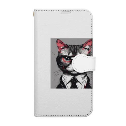 メガネをする猫 Book-Style Smartphone Case