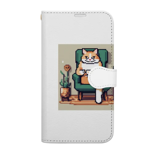 ドット猫　ティータイム Book-Style Smartphone Case