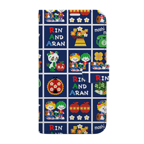 リン＆アランくんの包装紙柄 Book-Style Smartphone Case