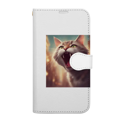 威嚇するねこ Book-Style Smartphone Case