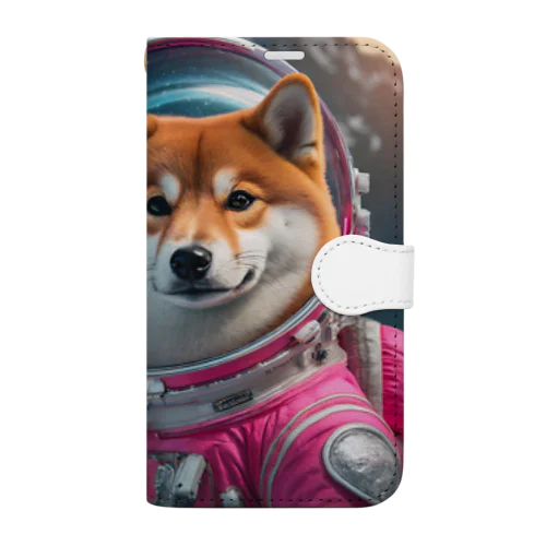 宇宙服を着た柴犬 手帳型スマホケース