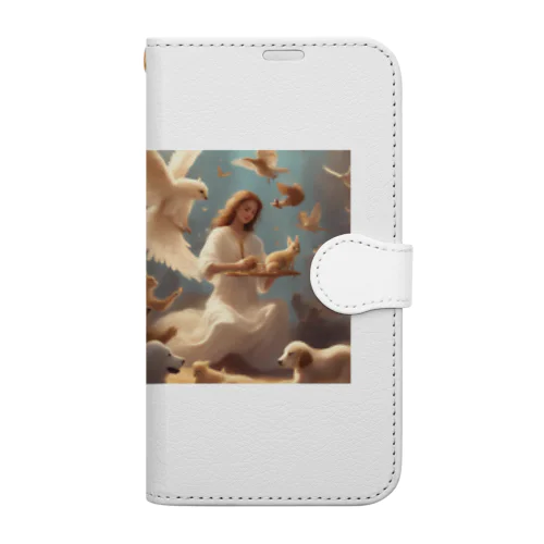 ペットと遊ぶ天使 Book-Style Smartphone Case