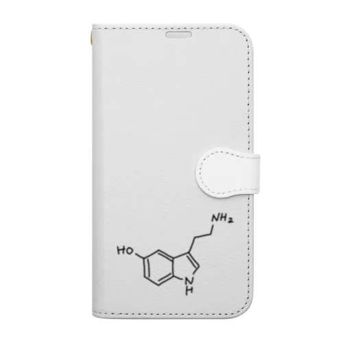 精神安定 セロトニン（ブラック）Serotonin（Black） Book-Style Smartphone Case