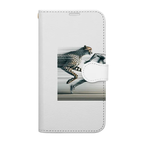 Speed Symbiosis: Man and Cheetah in Stride Book-Style Smartphone Case