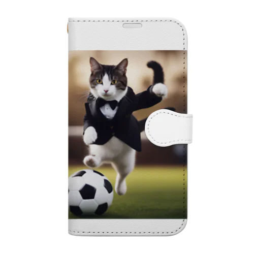 タキシード猫（サッカー） 手帳型スマホケース