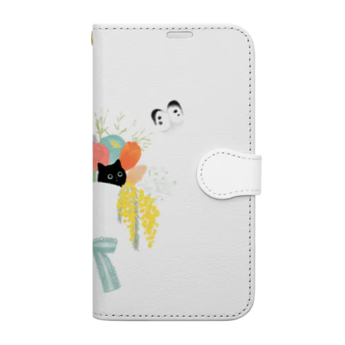 黒猫と花束 Book-Style Smartphone Case