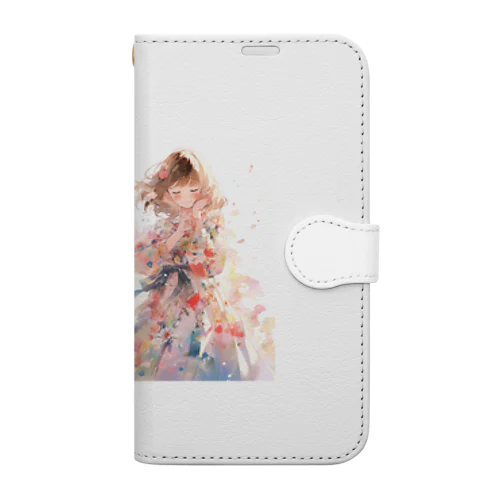 花柄模様の服を着た女性　なでしこ1478 Book-Style Smartphone Case