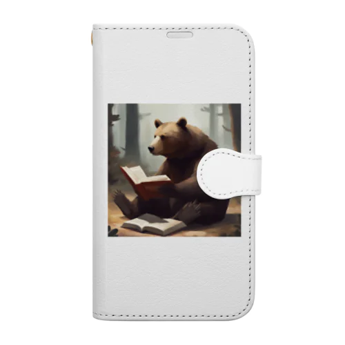 本を読むクマ Book-Style Smartphone Case