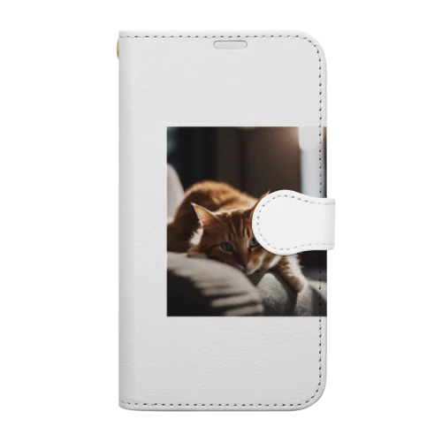 リビングでごろんとする猫 Book-Style Smartphone Case