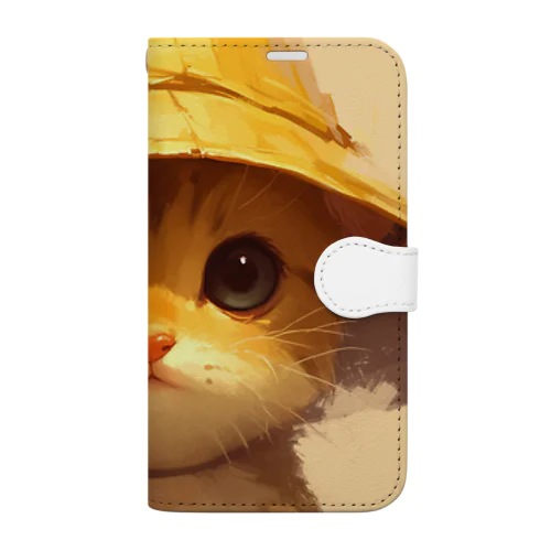 帽子をかぶった可愛い子猫 Marsa Book-Style Smartphone Case