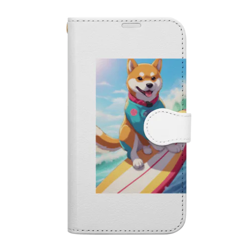 サーフィンする柴犬 Book-Style Smartphone Case