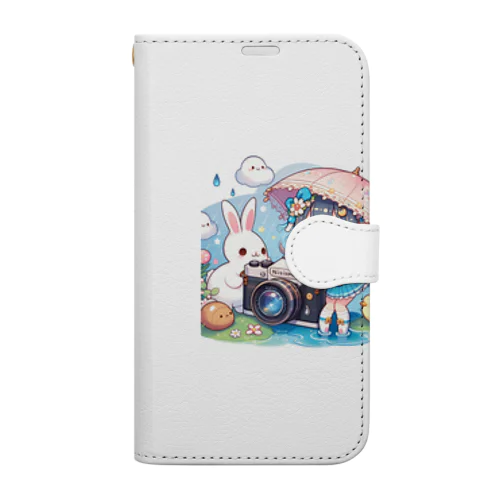 カメラと傘とうさ耳少女とシリーズ　撮影 Book-Style Smartphone Case