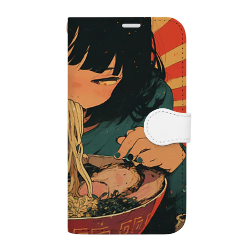 ラーメンを食べてる女性 Marsa 106 Book-Style Smartphone Case