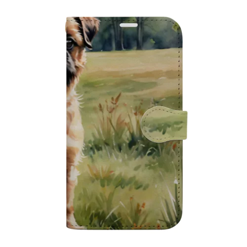 ブリュッセル・グリフォン　Brussels Griffon　水彩画風 Book-Style Smartphone Case