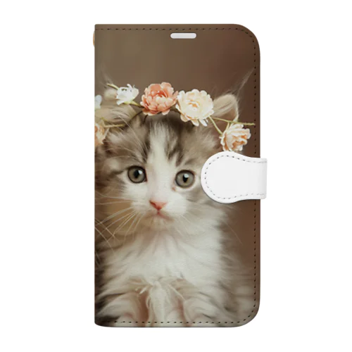 花のティアラをつけた子猫達　ラフルール　1859 Book-Style Smartphone Case