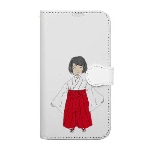 関西メイドオリジナル　巫女さん　イラスト Book-Style Smartphone Case