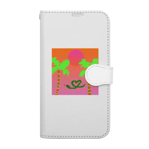 vaporwave風ヘビくん Book-Style Smartphone Case