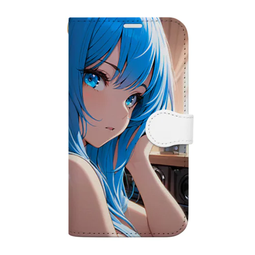 青い髪の少女 Book-Style Smartphone Case