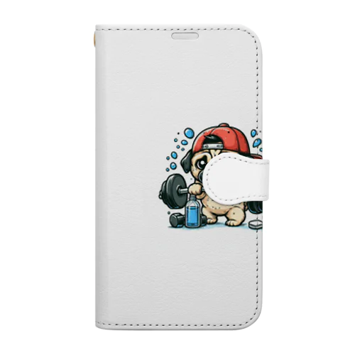 筋トレ パグ Book-Style Smartphone Case