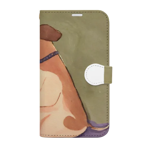 本を読むわんこ（AIイラスト） Book-Style Smartphone Case