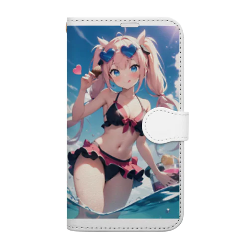 水着の少女グッズ Book-Style Smartphone Case