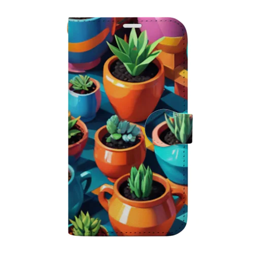 彩られた植木鉢 Book-Style Smartphone Case