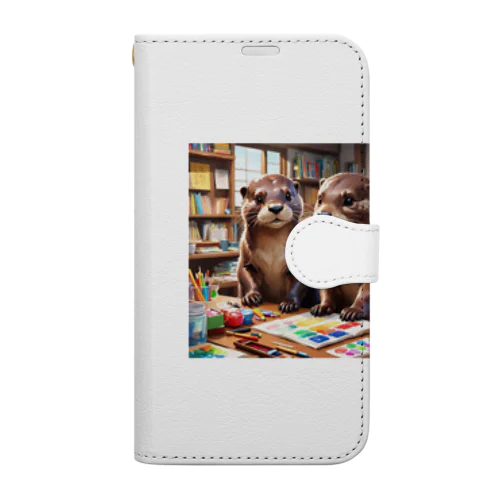 絵を描くカワウソ Book-Style Smartphone Case