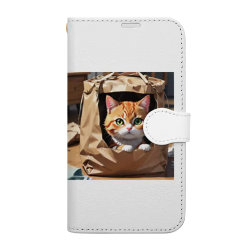 袋に入り込んで遊んでいる猫 Book-Style Smartphone Case