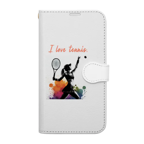 I love tennis.（その３） 手帳型スマホケース