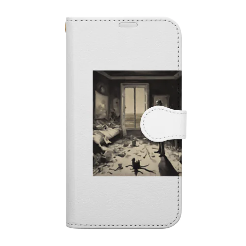 歪んだ部屋に立つ男 Book-Style Smartphone Case