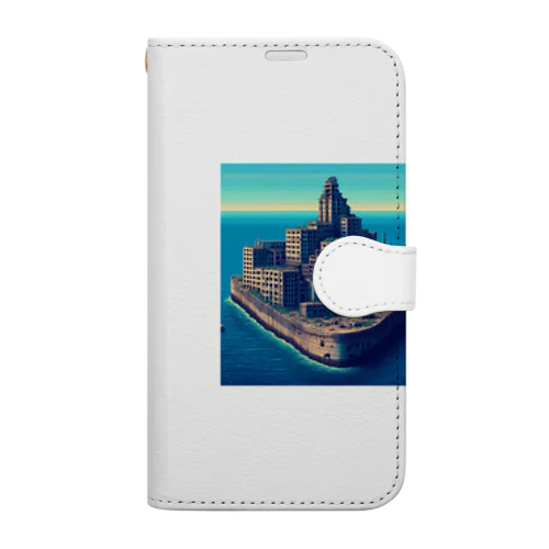 軍艦島（pixel art） Book-Style Smartphone Case