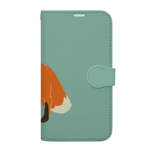 キツネドリル(空色) Book-Style Smartphone Case