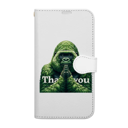 thank you緑ゴリラ Book-Style Smartphone Case