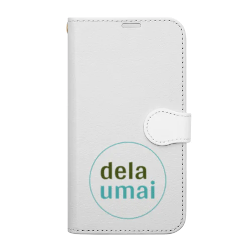 dela umai ロゴ丸 手帳型スマホケース