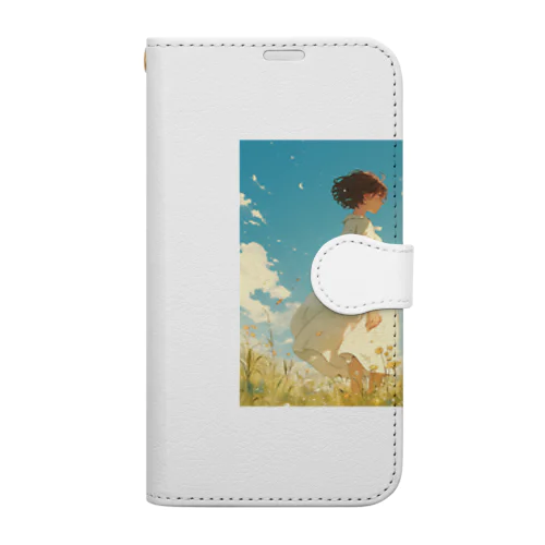 そよ風の中にいる女性　なでしこ1478 Book-Style Smartphone Case