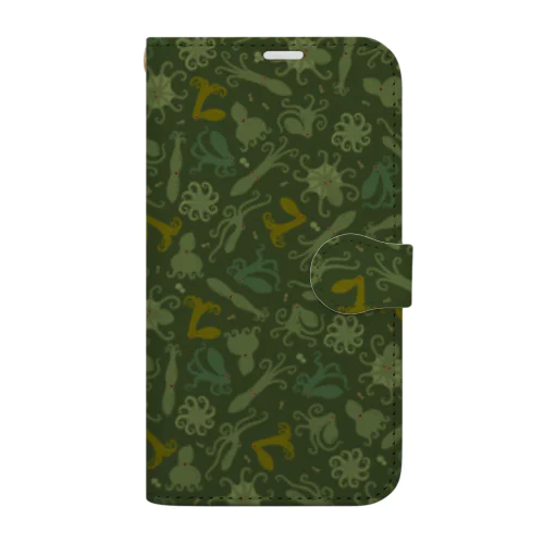 蛸がいっぱいダーク Book-Style Smartphone Case
