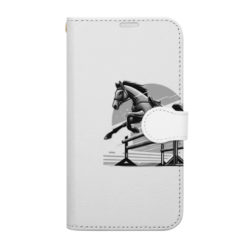 重力を超越して障害物を飛び越える競走馬 Book-Style Smartphone Case