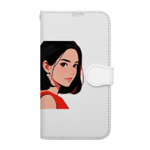 赤い服を着た女性 Book-Style Smartphone Case