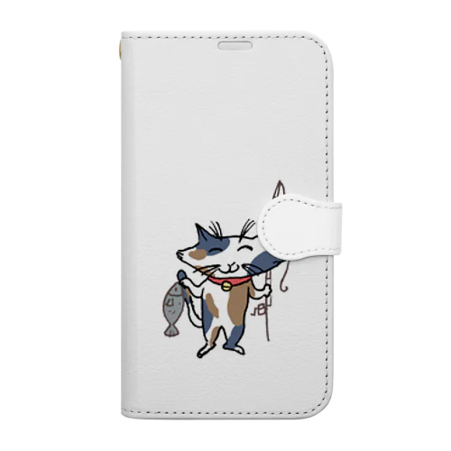 楽しく釣りをするネコくん Book-Style Smartphone Case