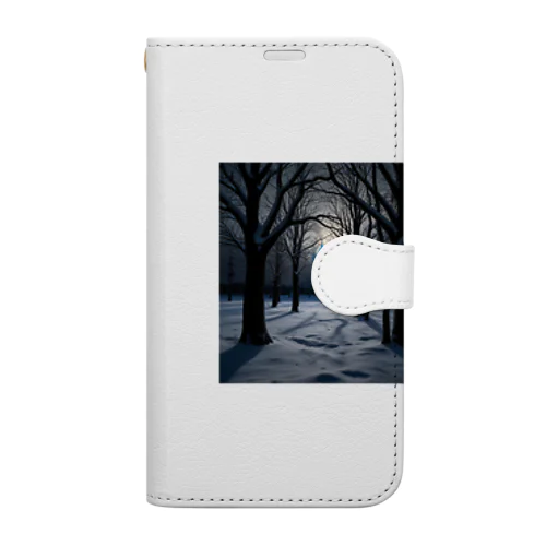 冬のワンダーランド・ステンドグラス Book-Style Smartphone Case
