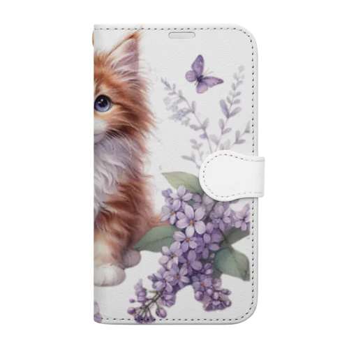 子猫とお花 Book-Style Smartphone Case