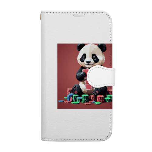 ポーカーをするパンダは、愛らしい姿でチップを扱う。 Book-Style Smartphone Case