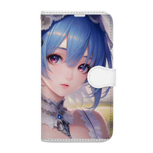 青い髪の美少女 Book-Style Smartphone Case