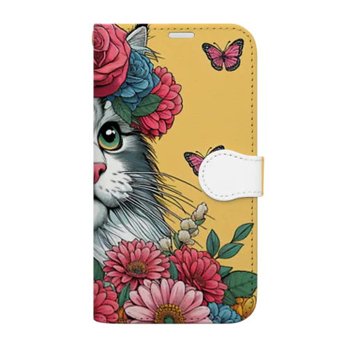 猫とガーベラ Book-Style Smartphone Case