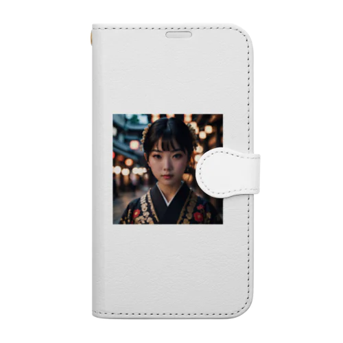 着物の少女 Book-Style Smartphone Case