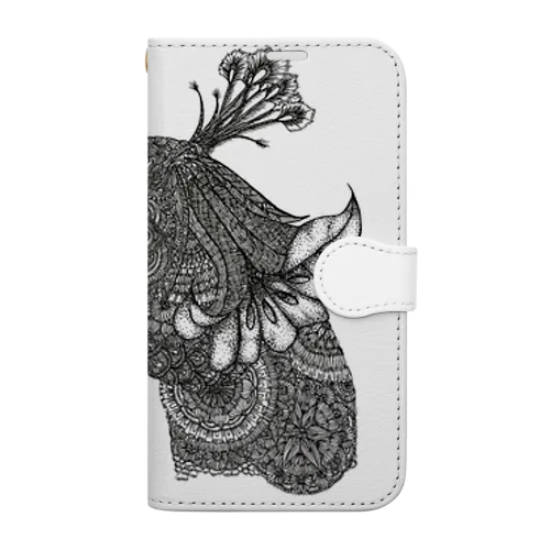 Peacock モノクロームver Book-Style Smartphone Case