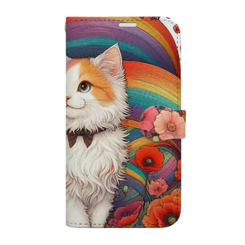 猫とポピー Book-Style Smartphone Case