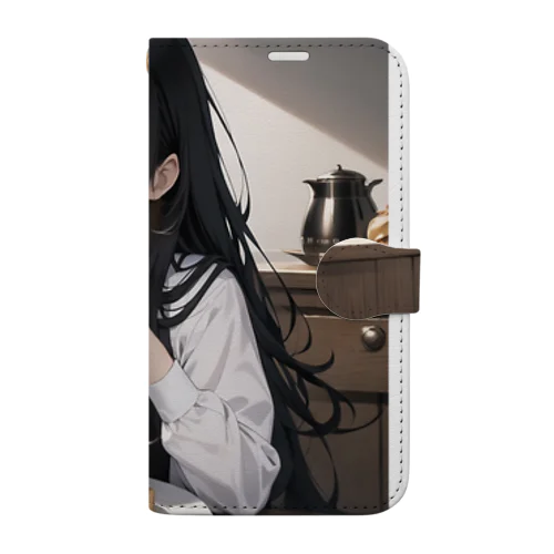 朝食中の女子高生2 Book-Style Smartphone Case